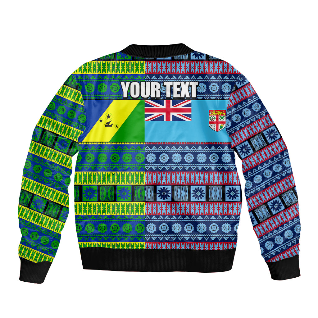 (Custom Personalised) Fiji Malampa Sleeve Zip Bomber Jacket Tribal Patterns LT6 - Polynesian Pride