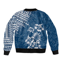 Hawaii Summer Sleeve Zip Bomber Jacket Mix Polynesian Dark Blue LT6 - Polynesian Pride