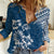 Hawaii Summer Women Casual Shirt Mix Polynesian Dark Blue LT6 Female Blue - Polynesian Pride