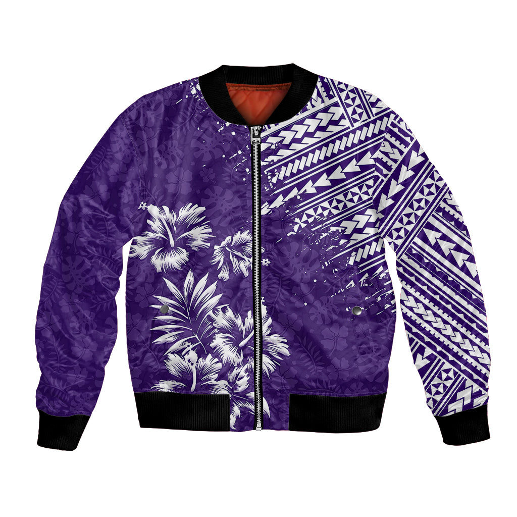 Hawaii Summer Bomber Jacket Mix Polynesian Purple LT6 Unisex Purple - Polynesian Pride