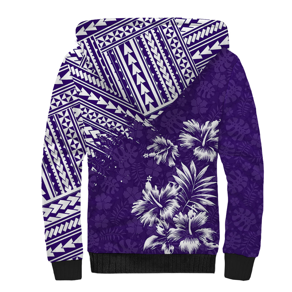 Hawaii Summer Sherpa Hoodie Mix Polynesian Purple LT6 - Polynesian Pride