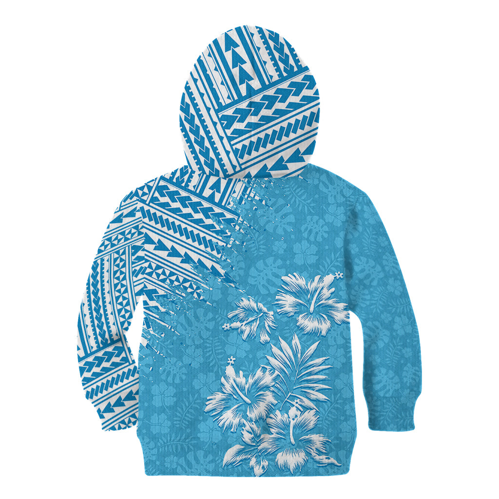 Hawaii Summer Kid Hoodie Mix Polynesian Light Blue LT6 - Polynesian Pride