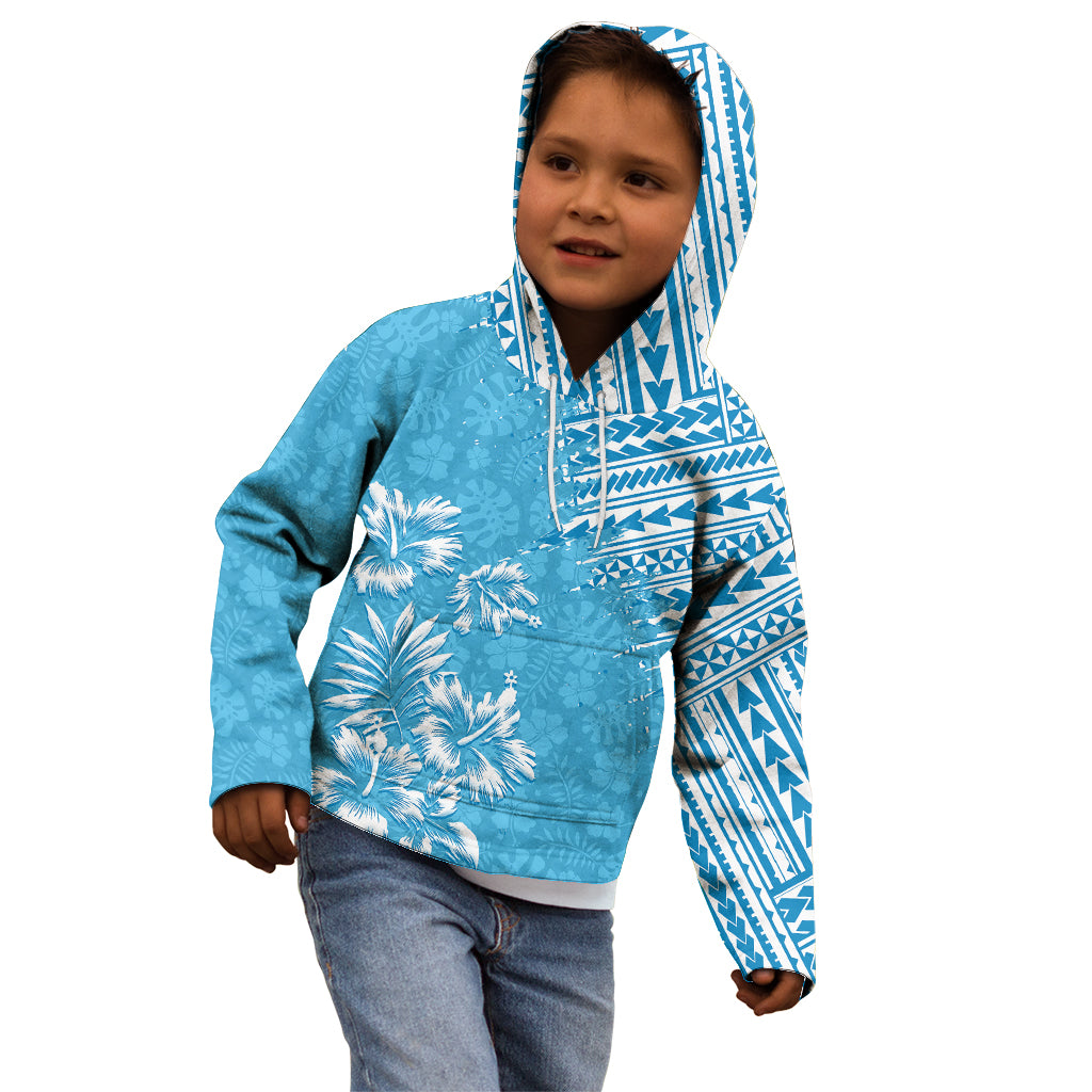 Hawaii Summer Kid Hoodie Mix Polynesian Light Blue LT6 - Polynesian Pride