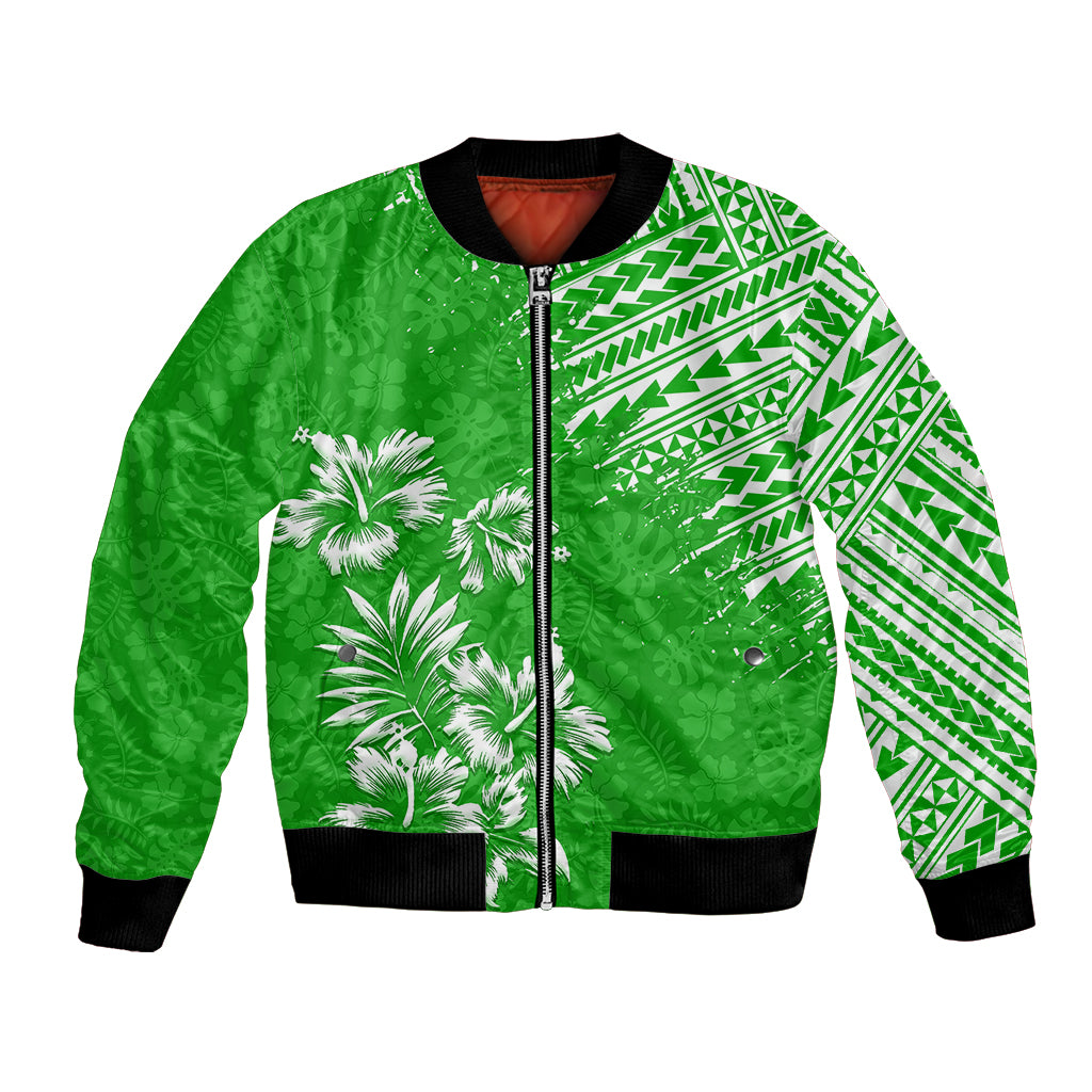 Hawaii Summer Bomber Jacket Mix Polynesian Green LT6 Unisex Green - Polynesian Pride
