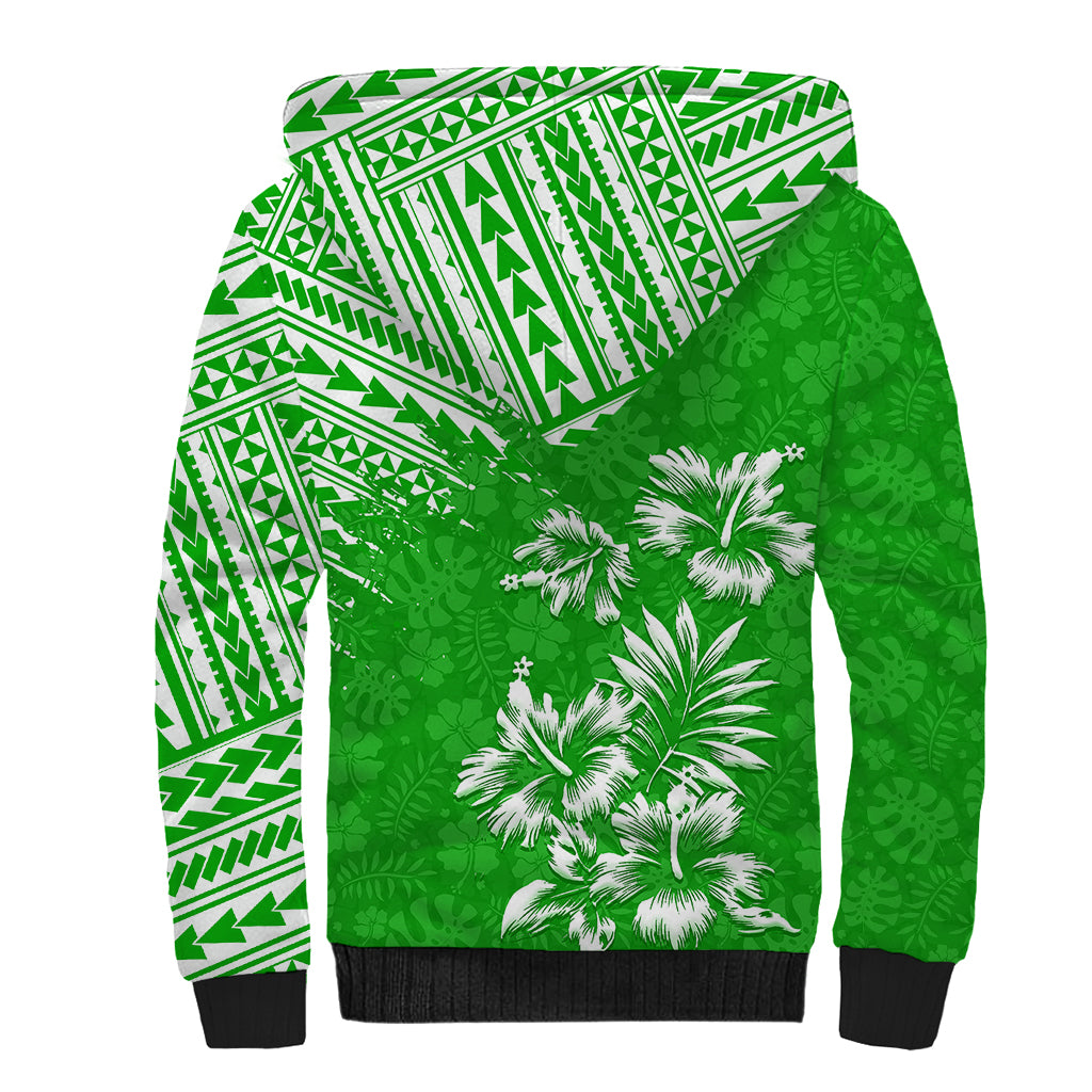Hawaii Summer Sherpa Hoodie Mix Polynesian Green LT6 - Polynesian Pride