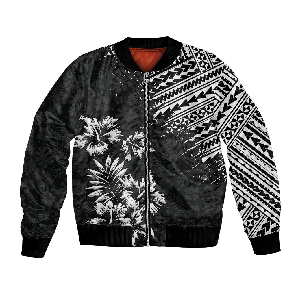 Hawaii Summer Bomber Jacket Mix Polynesian Black LT6 Unisex Black - Polynesian Pride