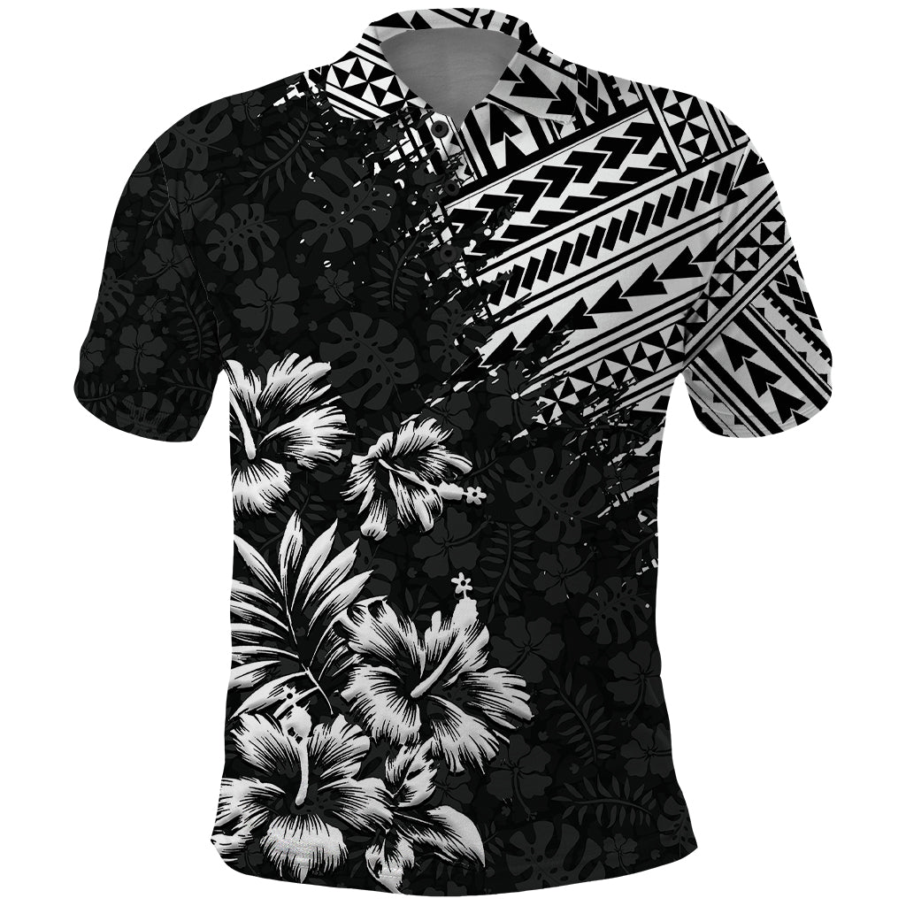 Hawaii Summer Polo Shirt Mix Polynesian Black LT6 Black - Polynesian Pride