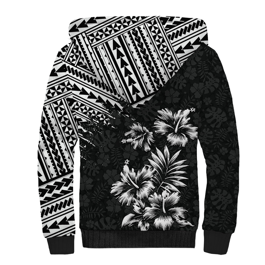 Hawaii Summer Sherpa Hoodie Mix Polynesian Black LT6 - Polynesian Pride