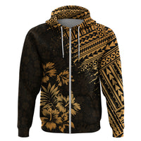 Hawaii Summer Hoodie Mix Polynesian Gold LT6 Zip Hoodie Gold - Polynesian Pride