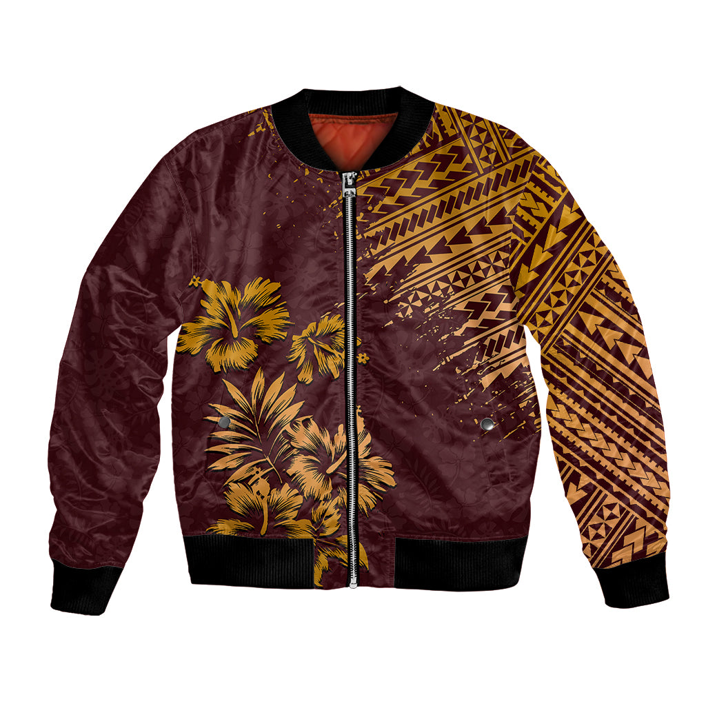 Hawaii Summer Bomber Jacket Mix Polynesian Brown LT6 Unisex Brown - Polynesian Pride