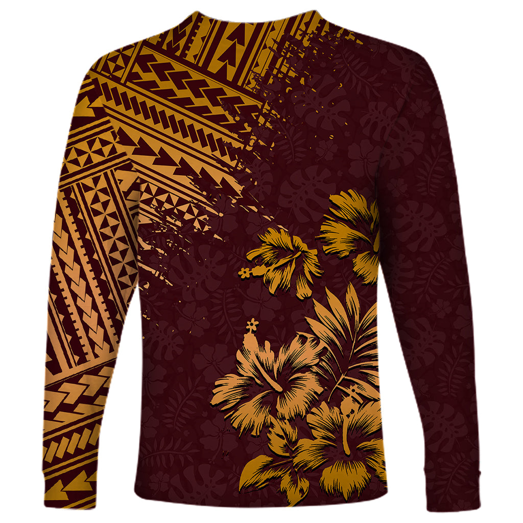 Hawaii Summer Long Sleeve Shirt Mix Polynesian Brown LT6 - Polynesian Pride