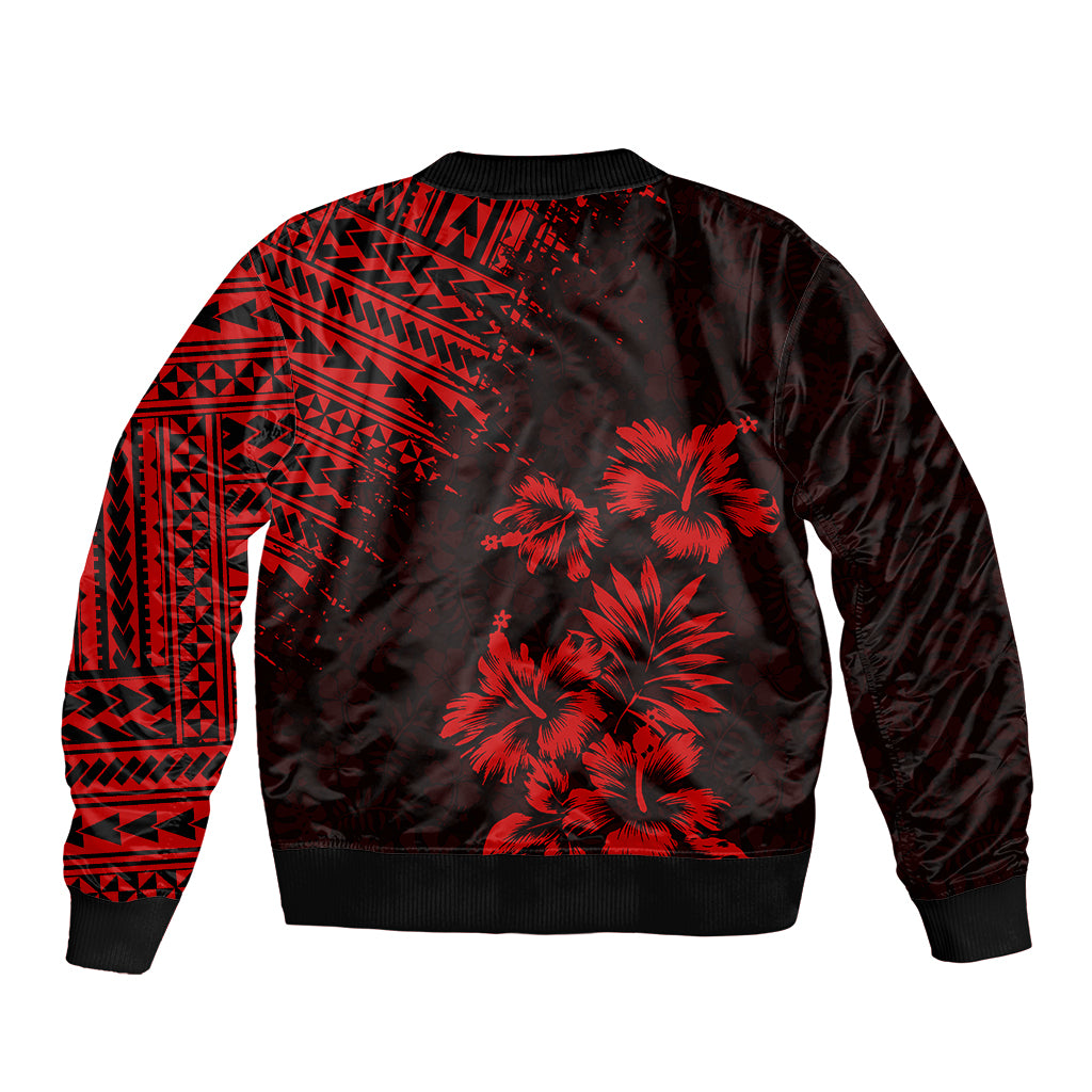 Hawaii Summer Bomber Jacket Mix Polynesian Black-Red LT6 - Polynesian Pride