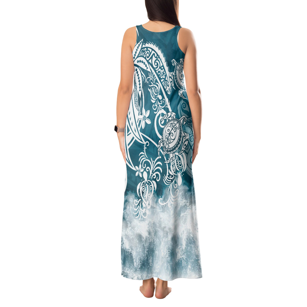 Polynesian Sea Turtle Tank Maxi Dress Tribal LT6 - Polynesian Pride