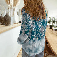 Polynesian Sea Turtle Women Casual Shirt Tribal LT6 - Polynesian Pride