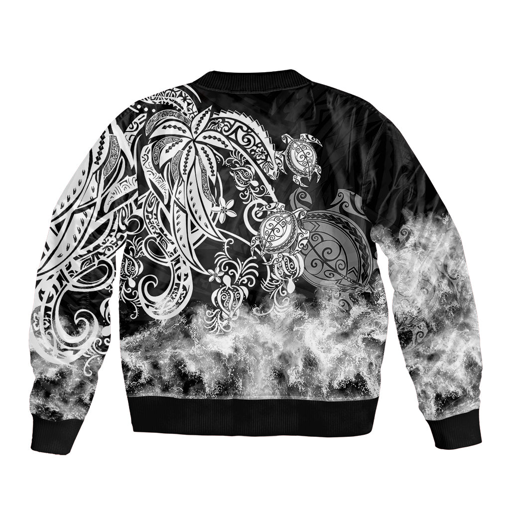 Polynesian Sea Turtle Bomber Jacket Tribal Black LT6 - Polynesian Pride