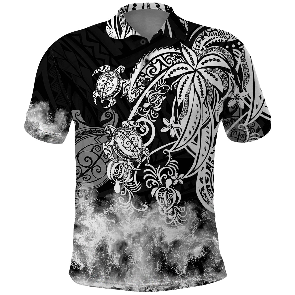 Polynesian Sea Turtle Polo Shirt Tribal Black LT6 Black - Polynesian Pride