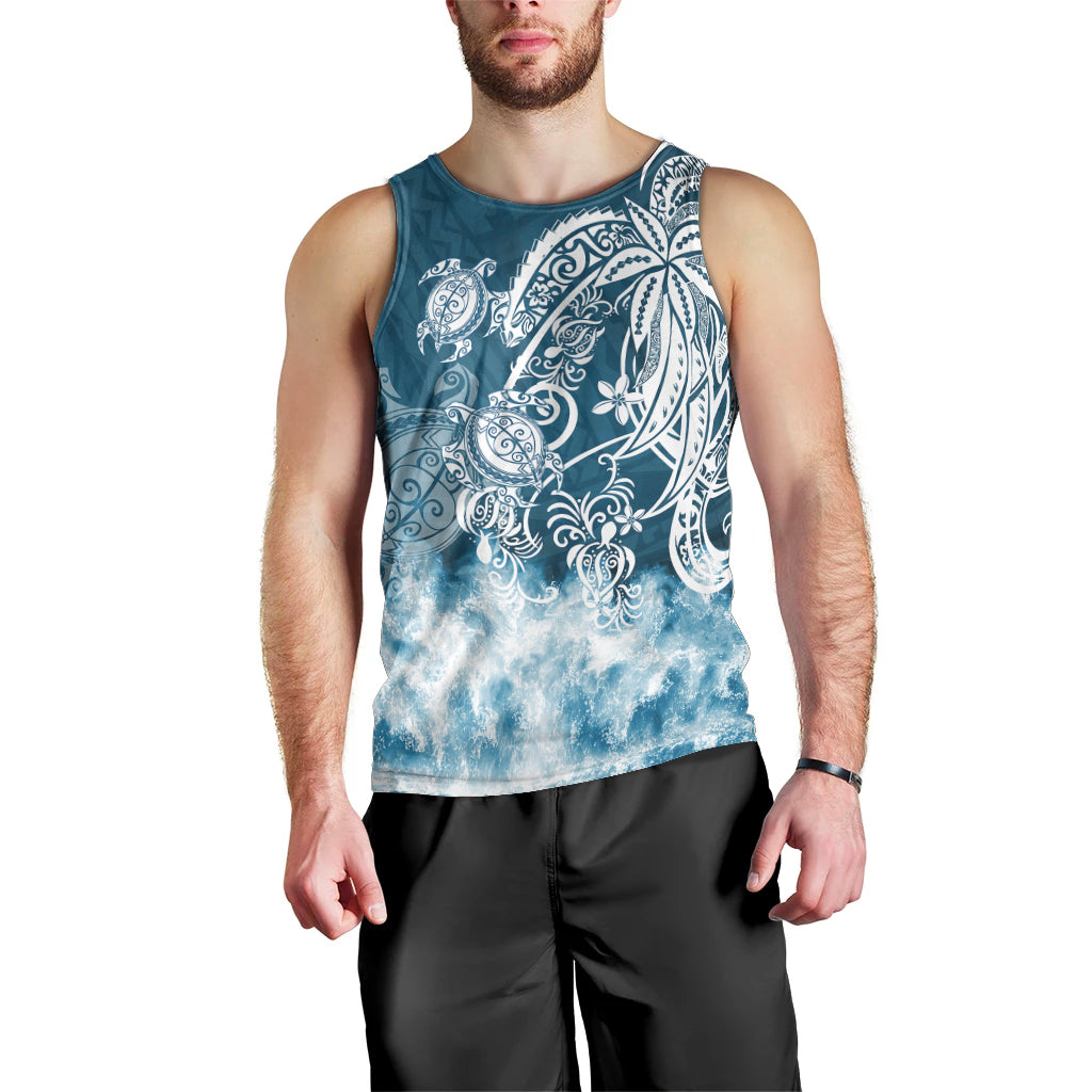 Polynesian Sea Turtle Men Tank Top Tribal Blue LT6 - Polynesian Pride