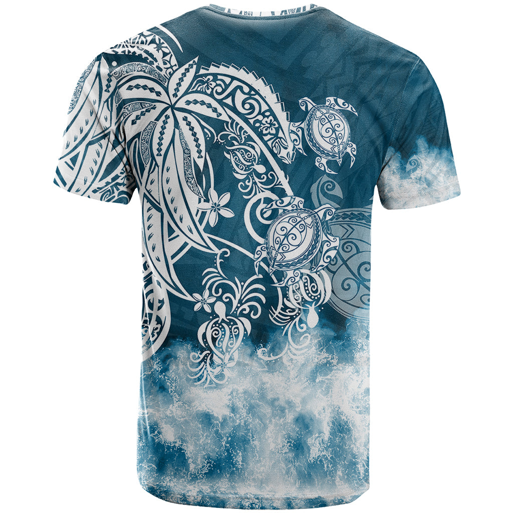 Polynesian Sea Turtle T Shirt Tribal Blue LT6 - Polynesian Pride