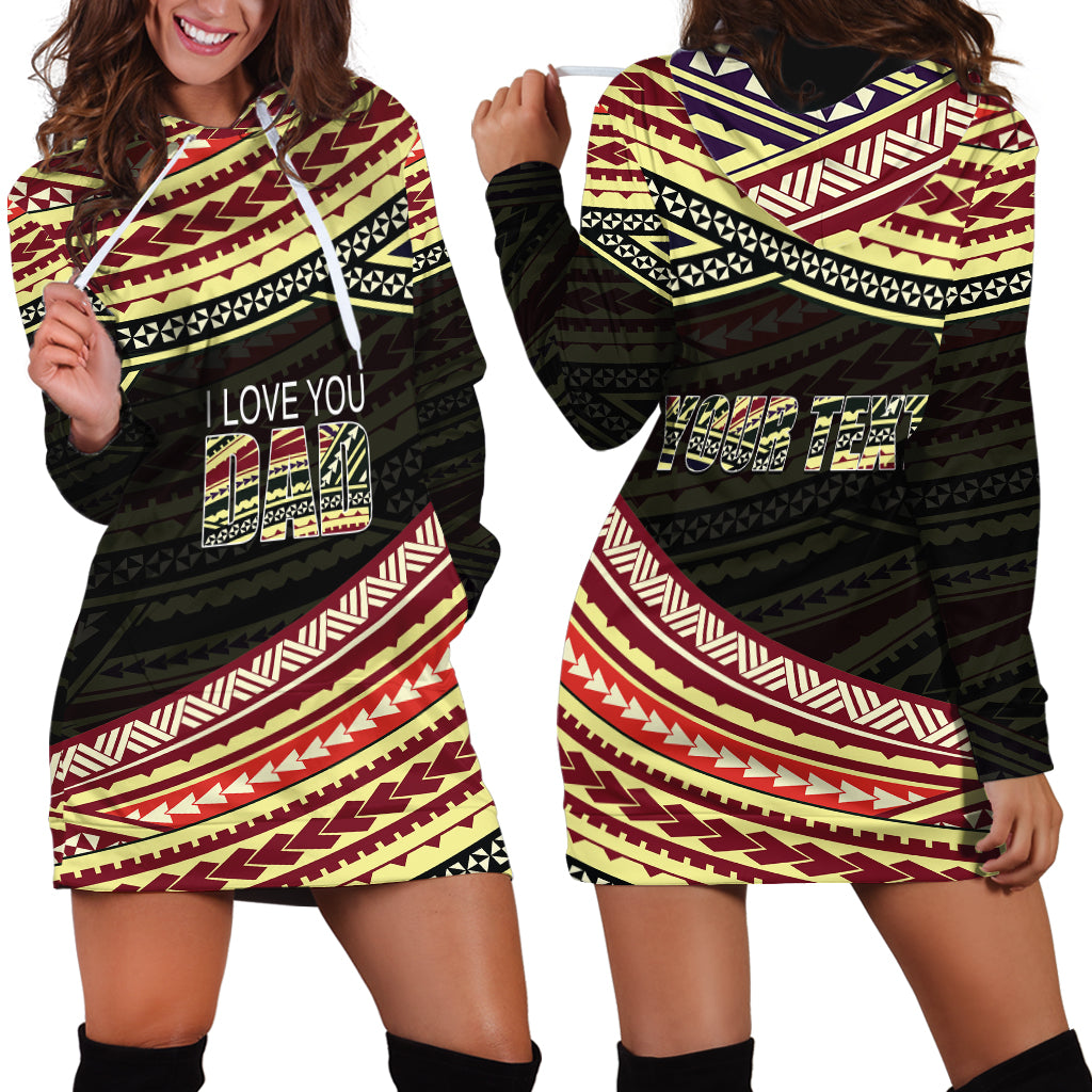 (Custom Personalised) Happy Fathers Day Polynesian Hoodie Dress I Love You Dad LT6 - Polynesian Pride