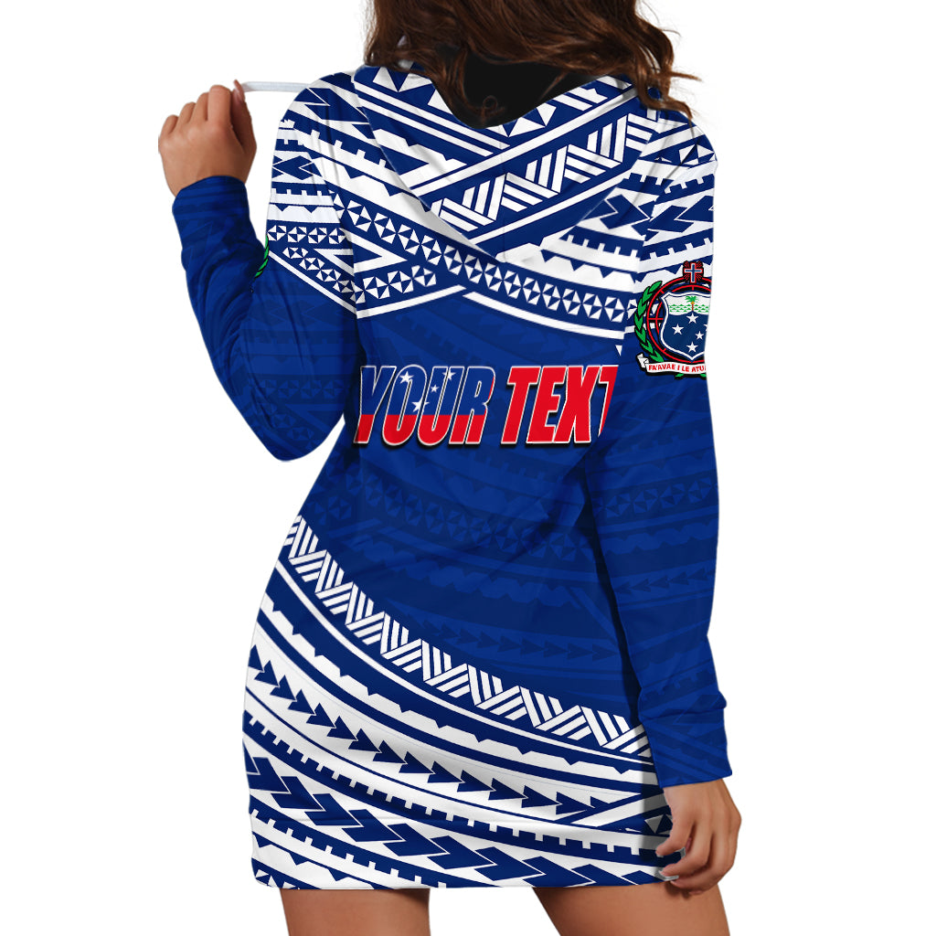 (Custom Personalised) Happy Fathers Day Samoa Hoodie Dress I Love You Dad Blue LT6 - Polynesian Pride