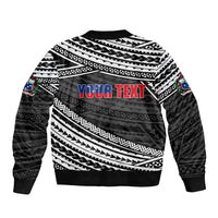 (Custom Personalised) Happy Fathers Day Samoa Bomber Jacket I Love You Dad Black LT6 - Polynesian Pride