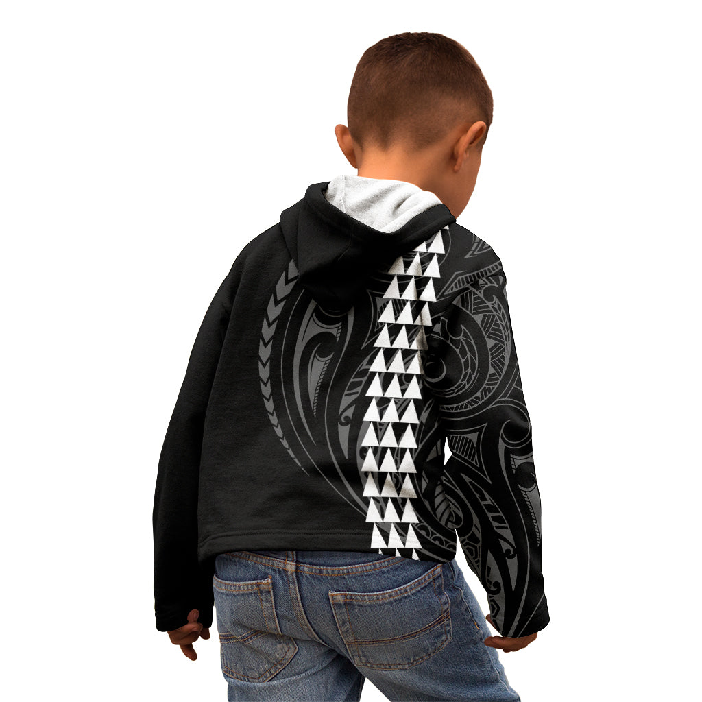 Polynesian Kid Hoodie Hawaiian Warrior and Aloha Girl With Hammerhead Shark Tattoos White LT6 - Polynesian Pride