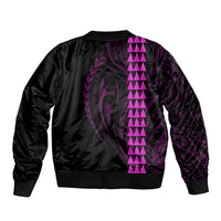 Polynesian Bomber Jacket Hawaiian Warrior and Aloha Girl With Hammerhead Shark Tattoos Purple LT6 - Polynesian Pride