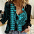 Polynesian Women Casual Shirt Hawaiian Warrior and Aloha Girl With Hammerhead Shark Tattoos Light Blue LT6 Female Blue - Polynesian Pride