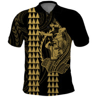 Polynesian Polo Shirt Hawaiian Warrior and Aloha Girl With Hammerhead Shark Tattoos Gold LT6 Gold - Polynesian Pride