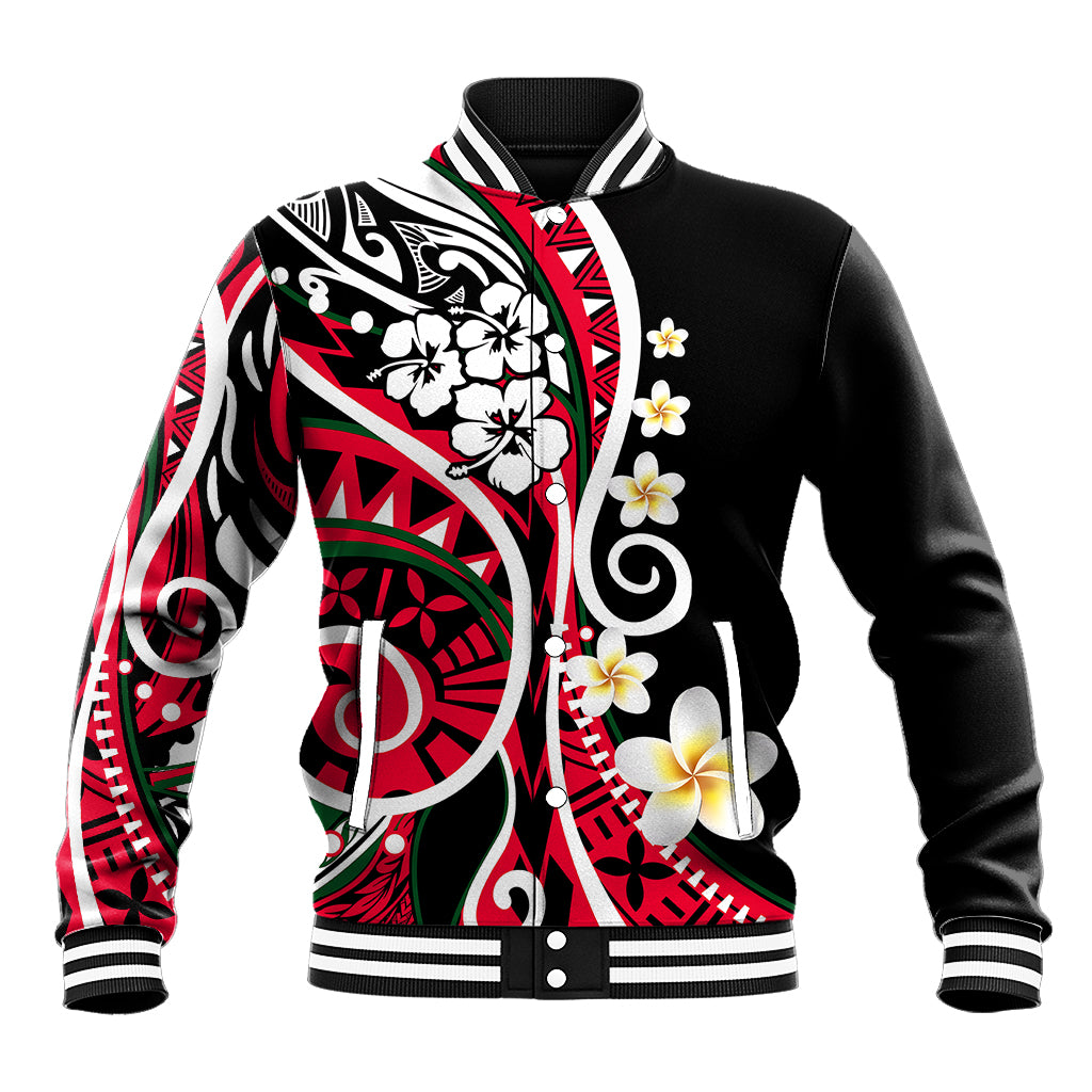 Plumeria Polynesian Baseball Jacket Trending Red LT6 Unisex Red - Polynesian Pride