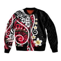 Plumeria Polynesian Bomber Jacket Trending Red LT6 Unisex Red - Polynesian Pride