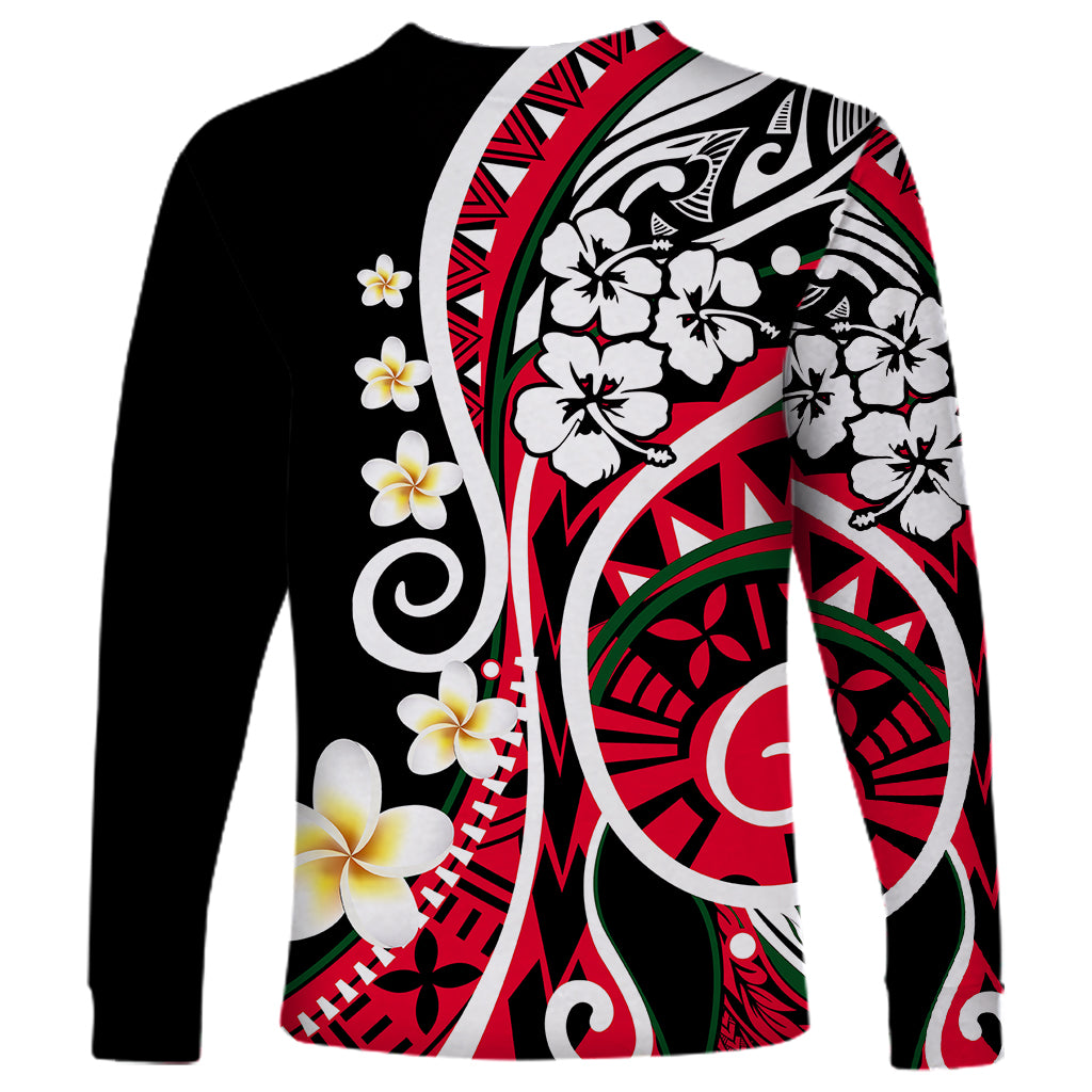 Plumeria Polynesian Long Sleeve Shirt Trending Red LT6 - Polynesian Pride