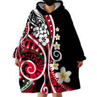 Plumeria Polynesian Wearable Blanket Hoodie Trending Red LT6 - Polynesian Pride
