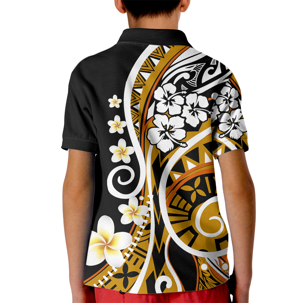 Plumeria Polynesian Kid Polo Shirt Trending Gold LT6 - Polynesian Pride