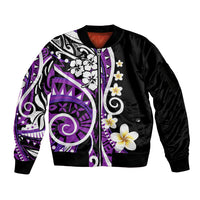 Plumeria Polynesian Sleeve Zip Bomber Jacket Trending Purple LT6 Unisex Purple - Polynesian Pride