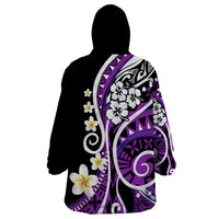 Plumeria Polynesian Wearable Blanket Hoodie Trending Purple LT6 - Polynesian Pride