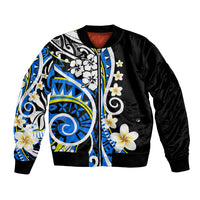 Plumeria Polynesian Bomber Jacket Trending Blue LT6 Unisex Blue - Polynesian Pride