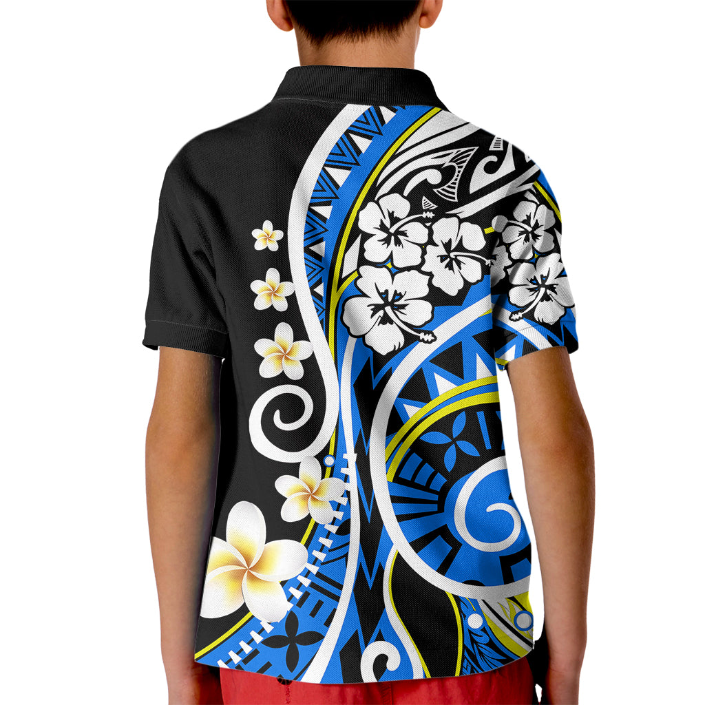 Plumeria Polynesian Kid Polo Shirt Trending Blue LT6 - Polynesian Pride