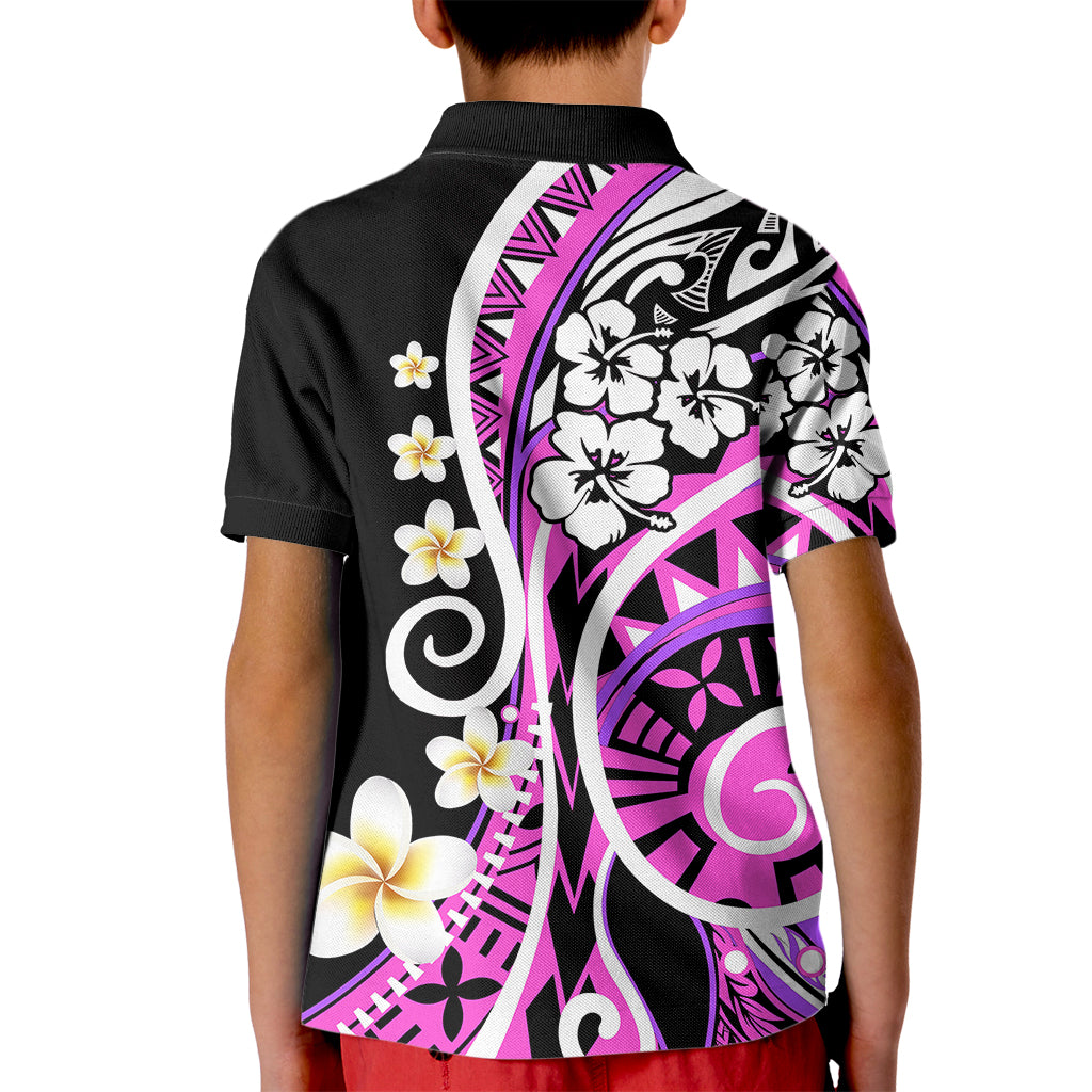 Plumeria Polynesian Kid Polo Shirt Trending Pink LT6 - Polynesian Pride