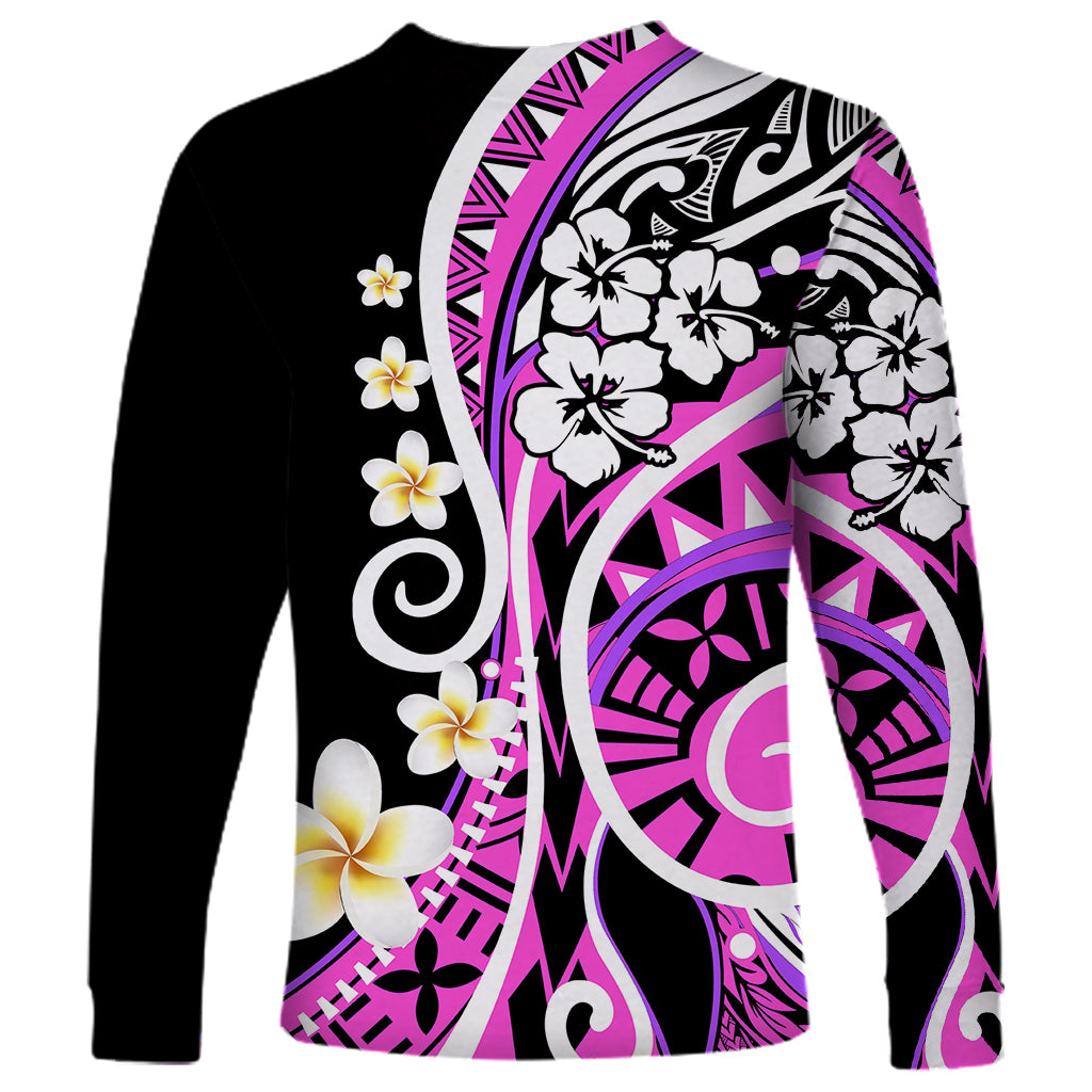 Plumeria Polynesian Long Sleeve Shirt Trending Pink LT6 - Polynesian Pride