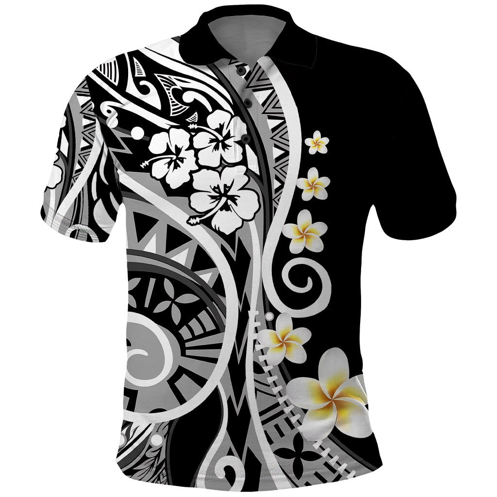 Plumeria Polynesian Polo Shirt Trending Black LT6 Black - Polynesian Pride