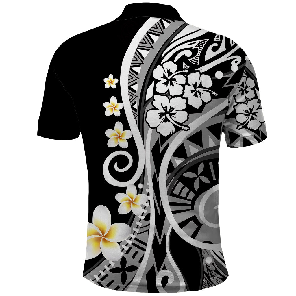 Plumeria Polynesian Polo Shirt Trending Black LT6 - Polynesian Pride