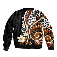Plumeria Polynesian Bomber Jacket Trending Brown LT6 - Polynesian Pride