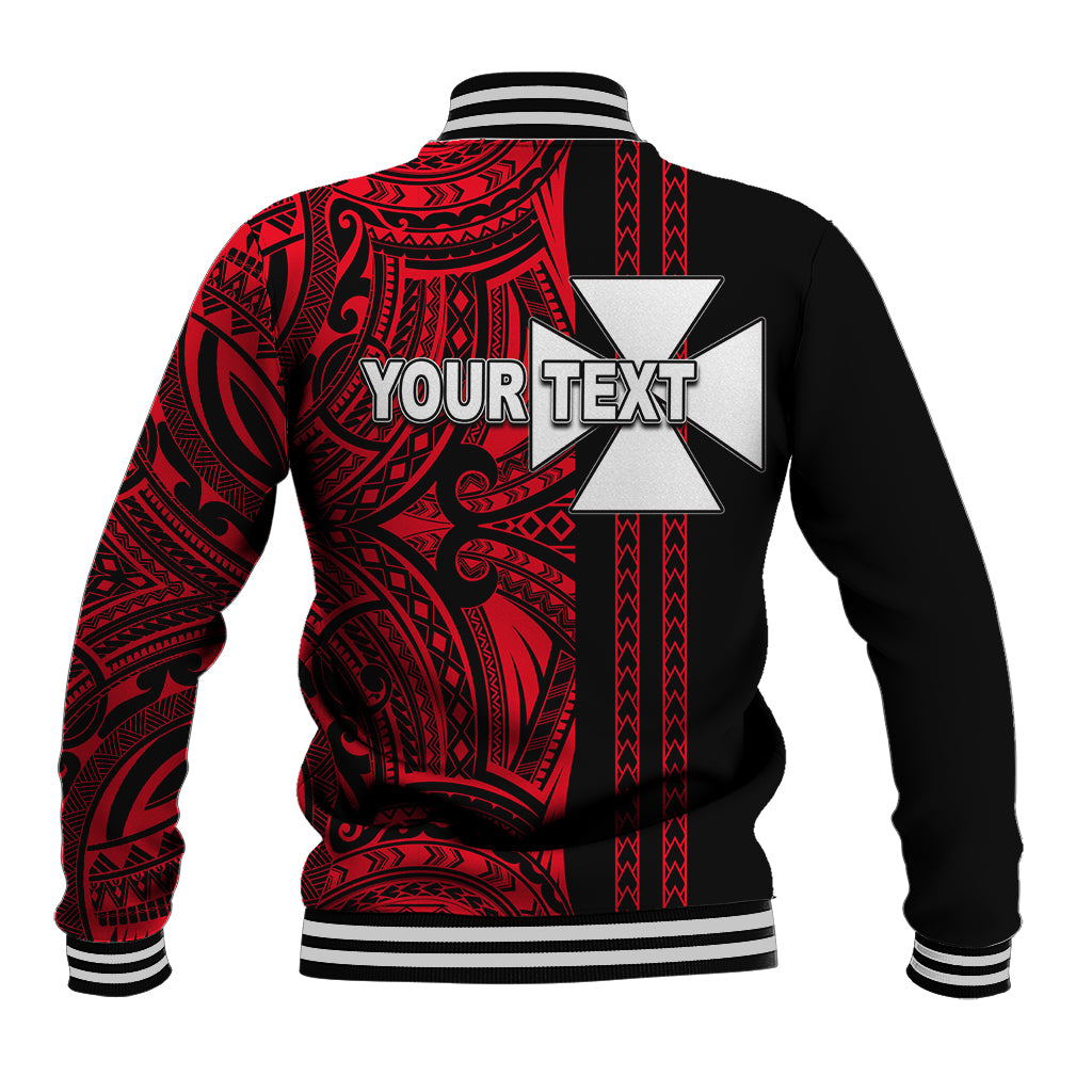 Custom Wallis and Futuna Baseball Jacket Polynesian Tribal Red LT6 - Polynesian Pride