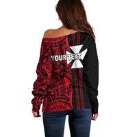 Custom Wallis and Futuna Off Shoulder Sweater Polynesian Tribal Red LT6 - Polynesian Pride