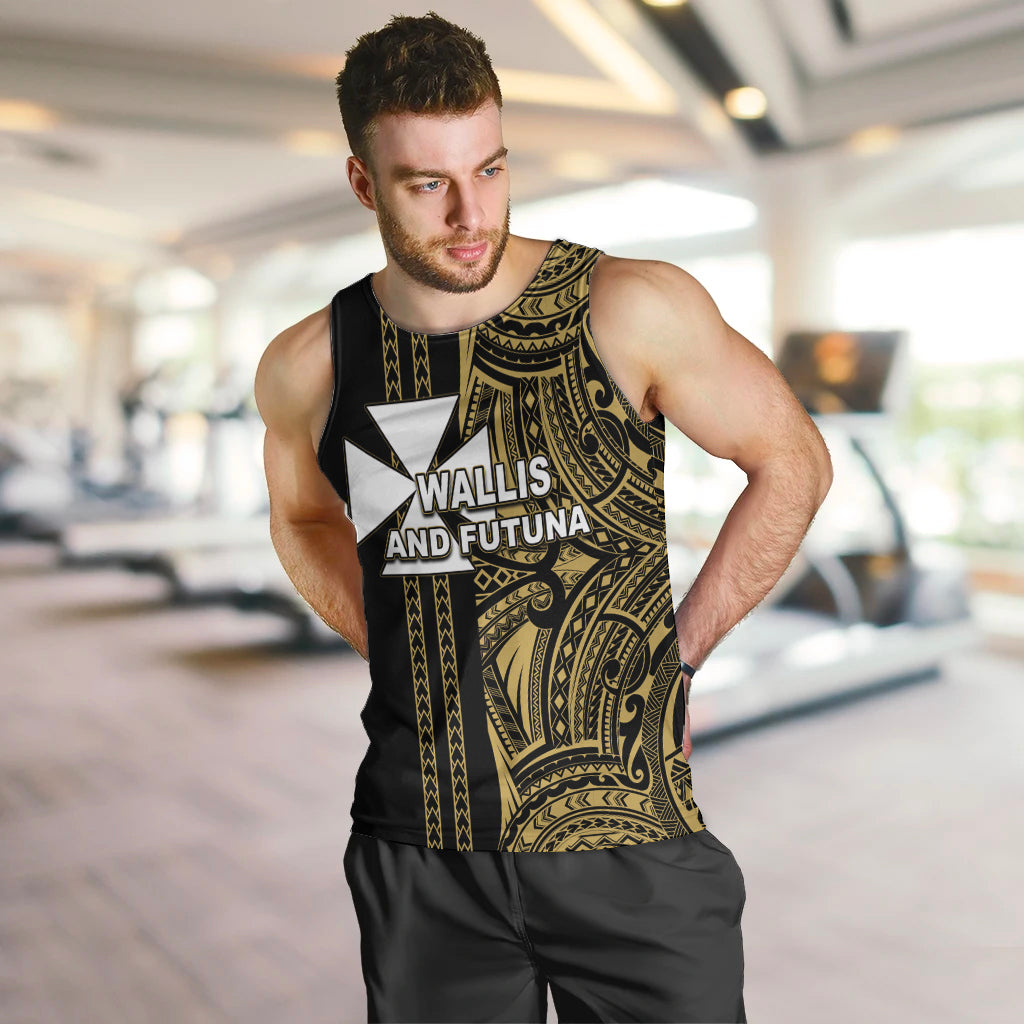 Custom Wallis and Futuna Men Tank Top Polynesian Tribal Gold LT6 - Polynesian Pride