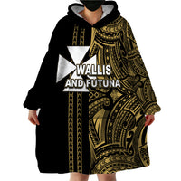 Custom Wallis and Futuna Wearable Blanket Hoodie Polynesian Tribal Gold LT6 - Polynesian Pride