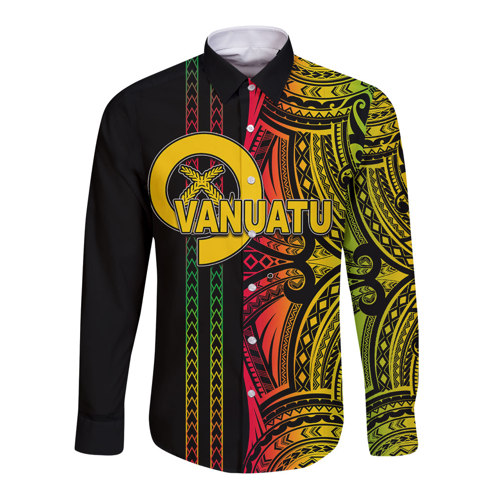 Custom Vanuatu Long Sleeve Button Shirt Polynesian Tribal LT6 Unisex Black - Polynesian Pride