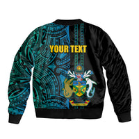 Custom Solomon Islands Sleeve Zip Bomber Jacket Polynesian Tribal LT6 - Polynesian Pride