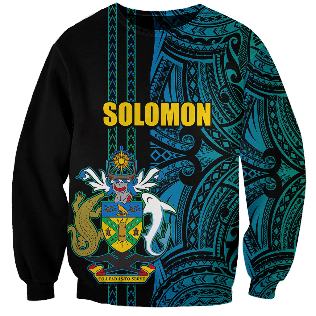 Custom Solomon Islands Sweatshirt Polynesian Tribal LT6 Unisex Blue - Polynesian Pride